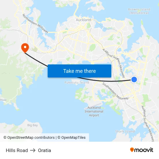 Hills Road to Oratia map