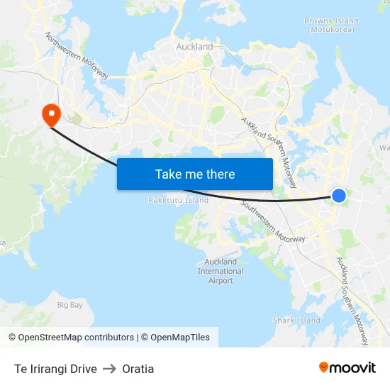 Te Irirangi Drive to Oratia map