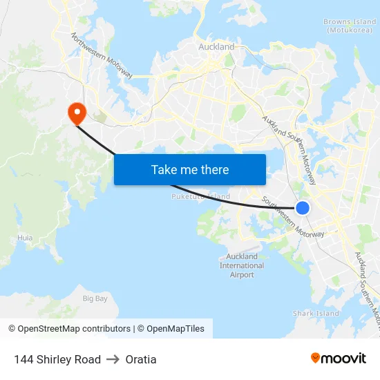 144 Shirley Road to Oratia map