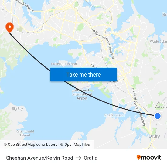 Sheehan Avenue/Kelvin Road to Oratia map