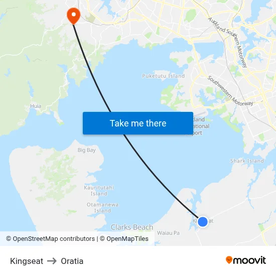 Kingseat to Oratia map