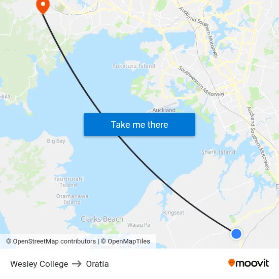 Wesley College to Oratia map