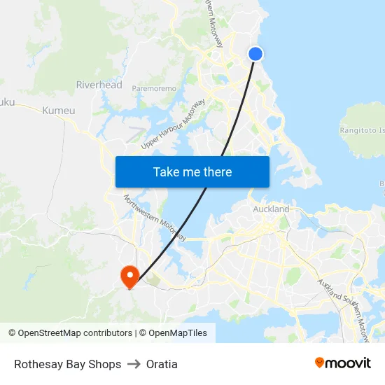 Rothesay Bay Shops to Oratia map