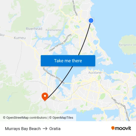 Murrays Bay Beach to Oratia map