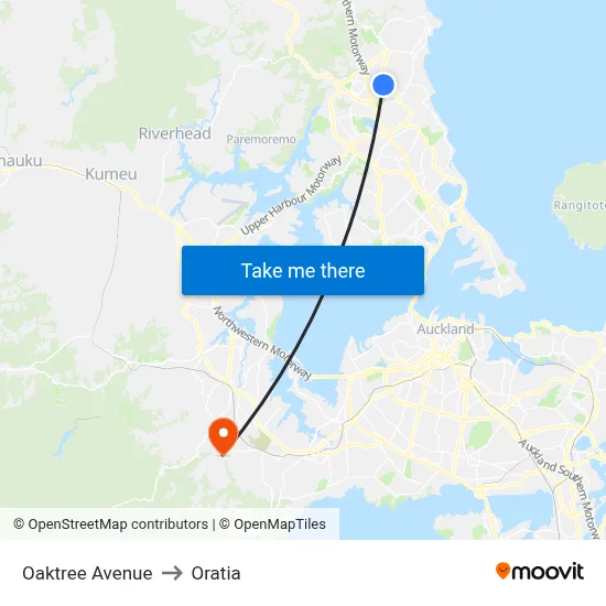 Oaktree Avenue to Oratia map