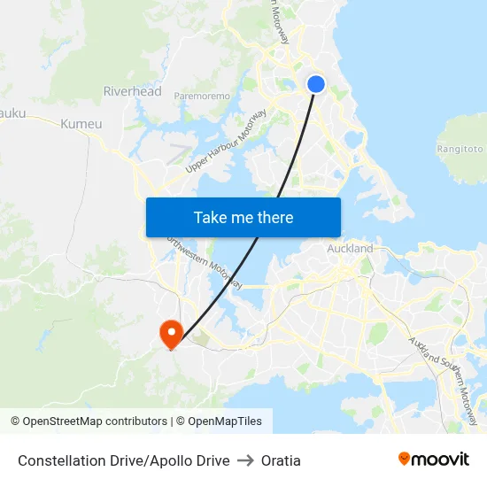 Constellation Drive/Apollo Drive to Oratia map