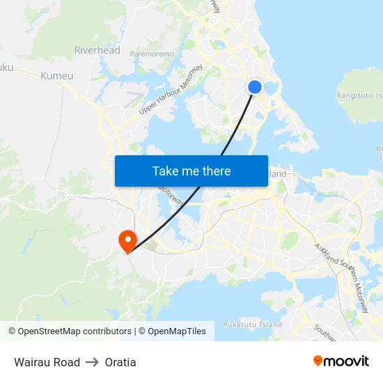 Wairau Road to Oratia map