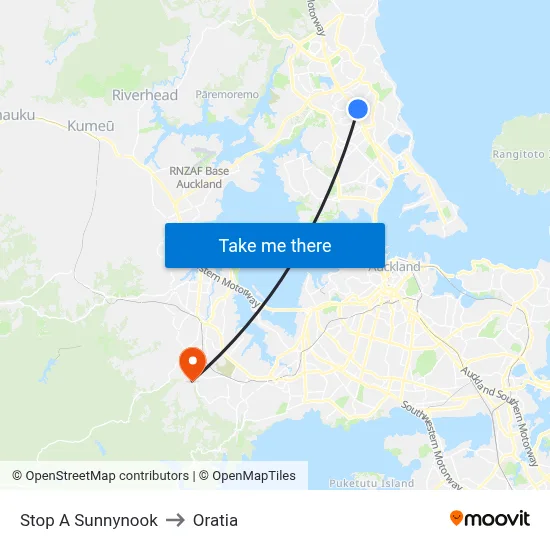 Stop A Sunnynook to Oratia map