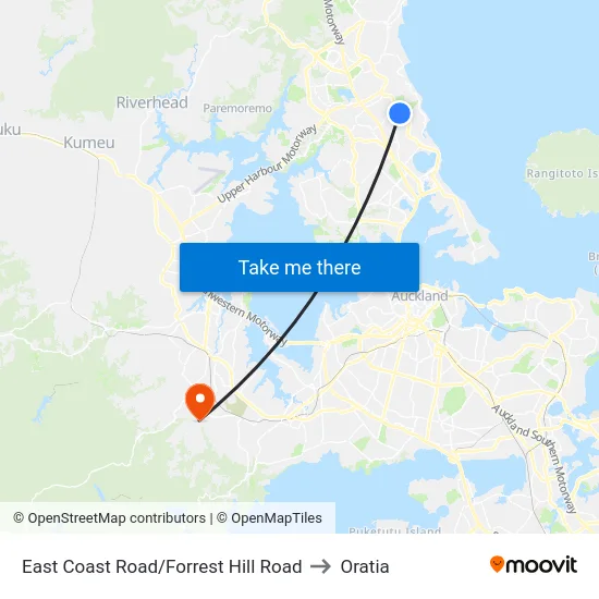 East Coast Road/Forrest Hill Road to Oratia map