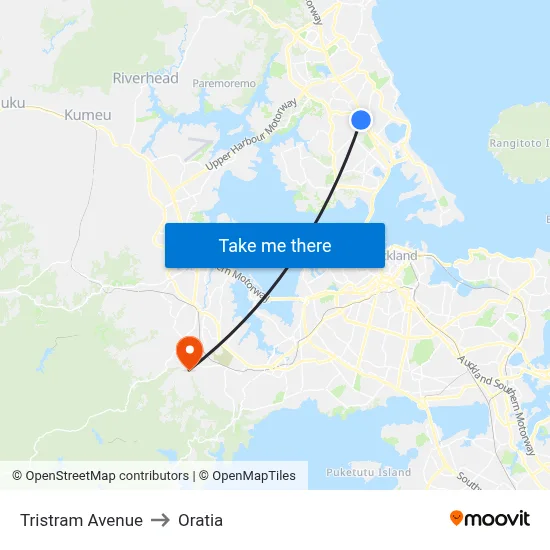 Tristram Avenue to Oratia map