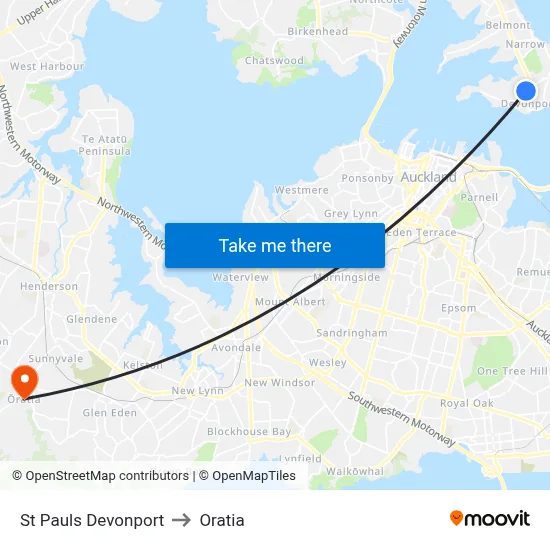 St Pauls Devonport to Oratia map