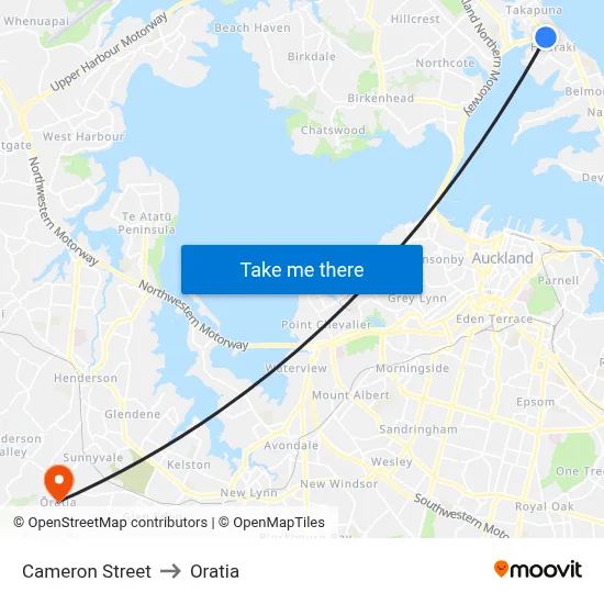 Cameron Street to Oratia map