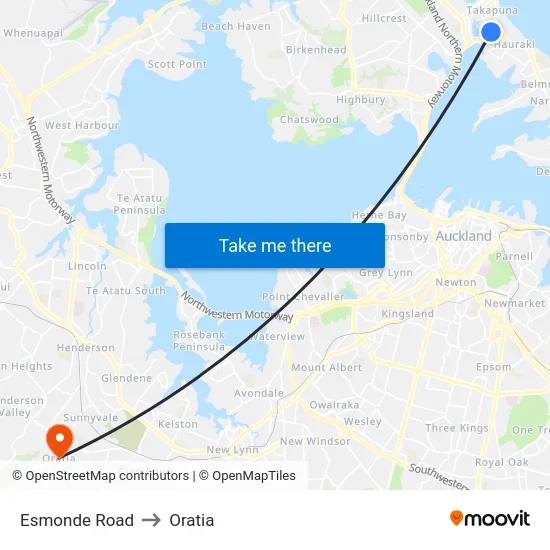 Esmonde Road to Oratia map