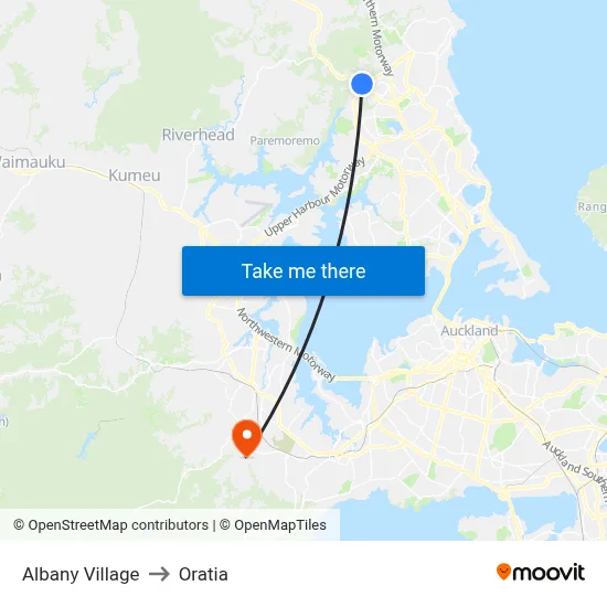 Albany Village to Oratia map