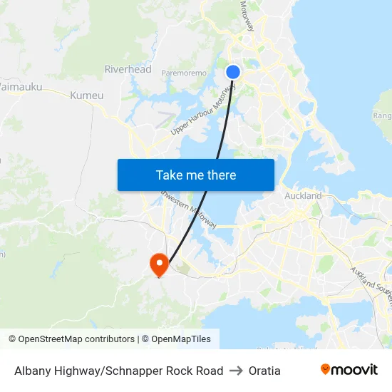 Albany Highway/Schnapper Rock Road to Oratia map