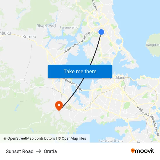Sunset Road to Oratia map