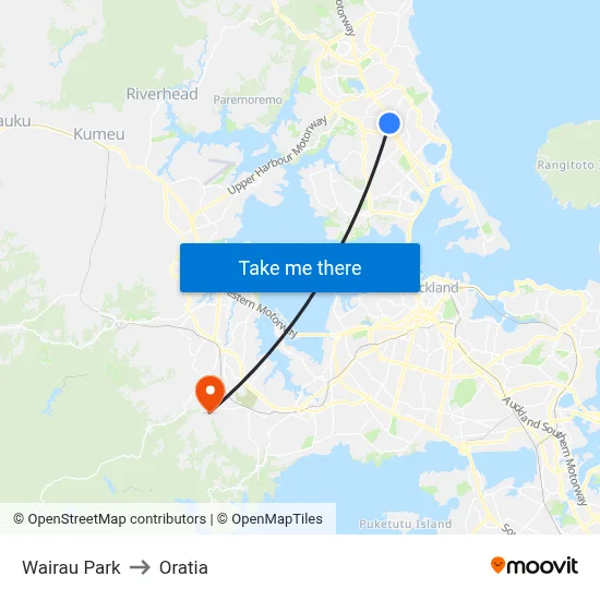 Wairau Park to Oratia map