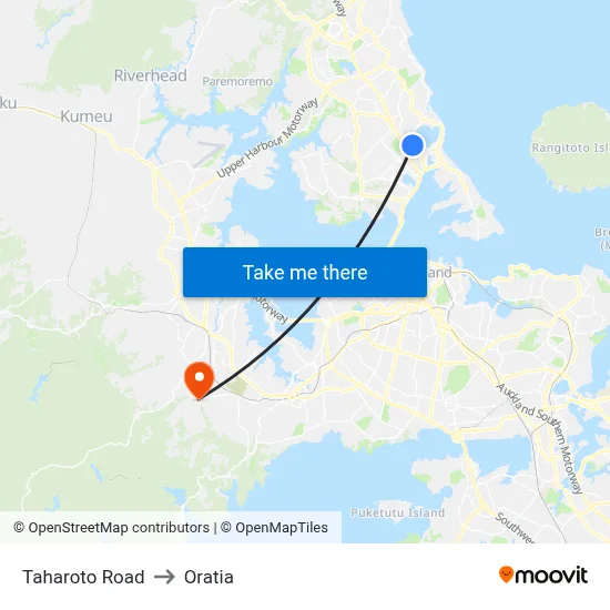 Taharoto Road to Oratia map
