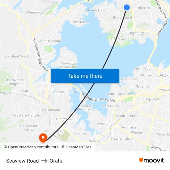 Seaview Road to Oratia map