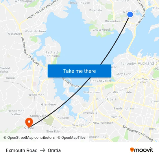Exmouth Road to Oratia map