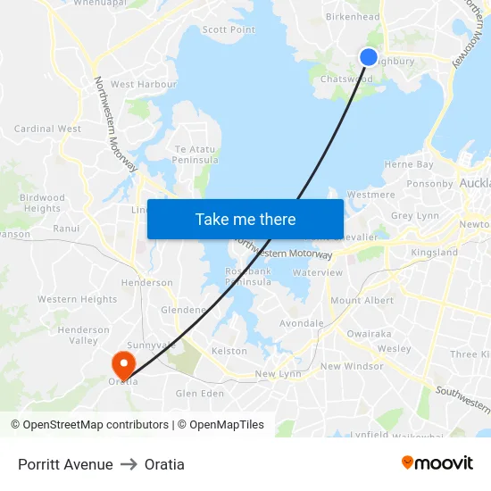 Porritt Avenue to Oratia map