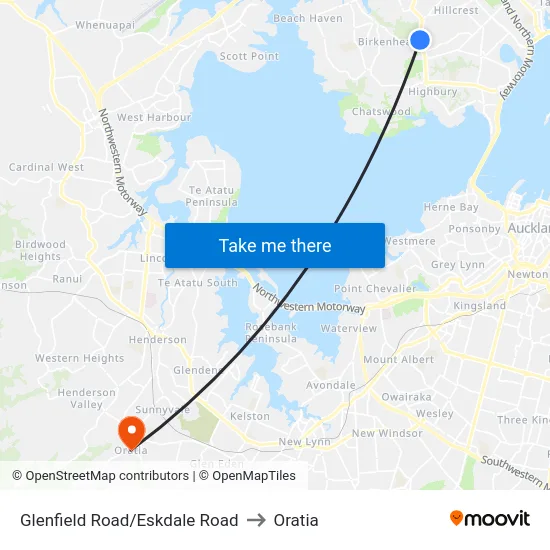 Glenfield Road/Eskdale Road to Oratia map