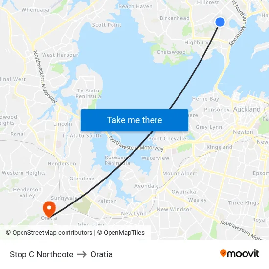 Stop C Northcote to Oratia map