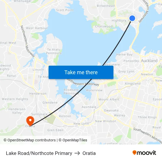 Lake Road/Northcote Primary to Oratia map