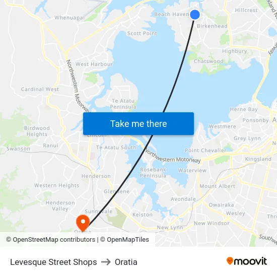 Levesque Street Shops to Oratia map