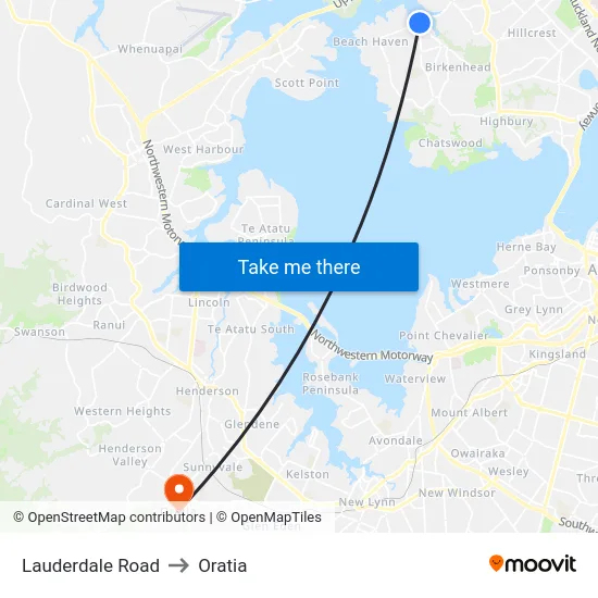 Lauderdale Road to Oratia map