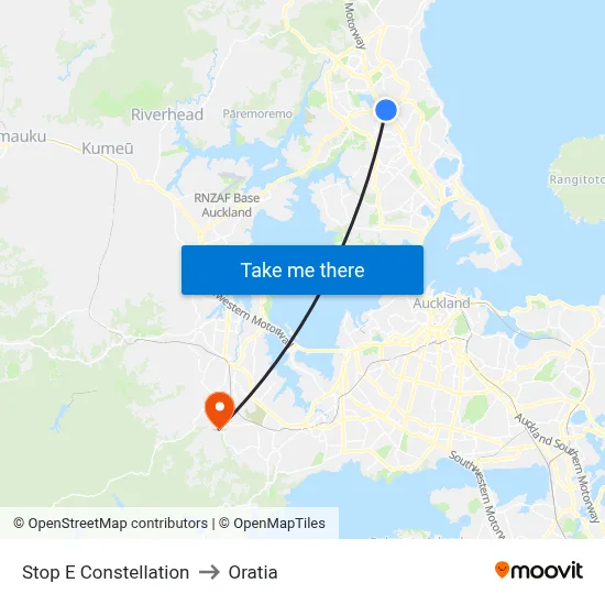 Stop E Constellation to Oratia map