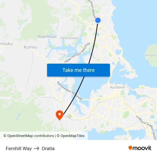 Fernhill Way to Oratia map