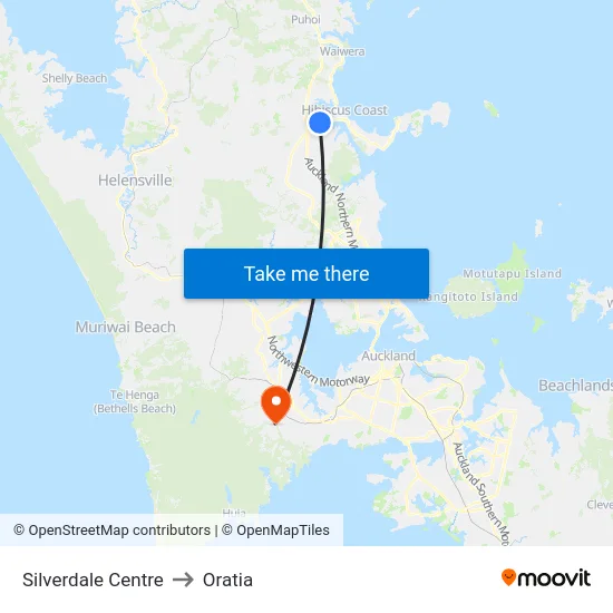 Silverdale Centre to Oratia map