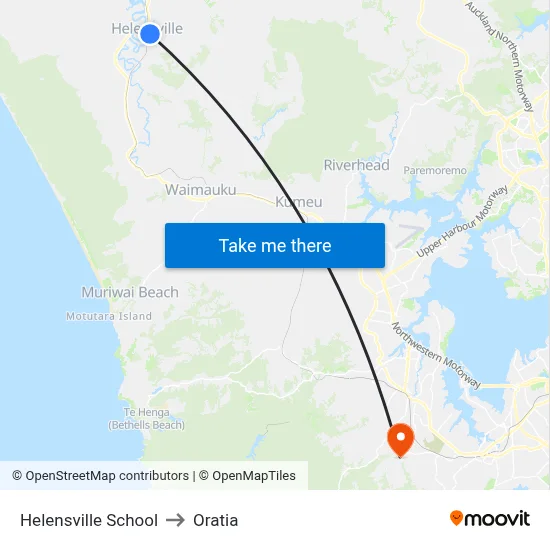 Helensville School to Oratia map