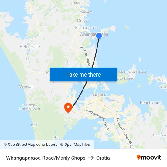 Whangaparaoa Road/Manly Shops to Oratia map