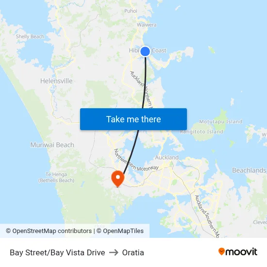 Bay Street/Bay Vista Drive to Oratia map