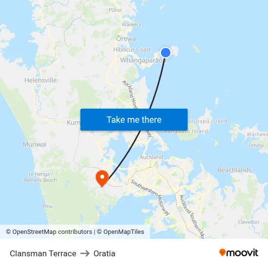 Clansman Terrace to Oratia map