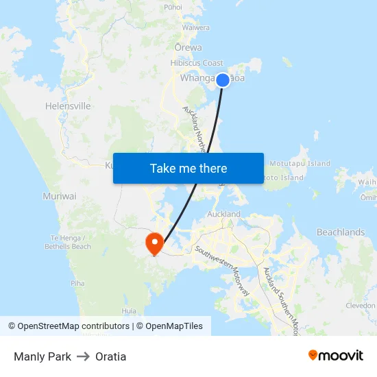 Manly Park to Oratia map