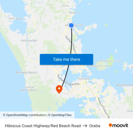 Hibiscus Coast Highway/Red Beach Road to Oratia map
