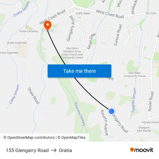 155 Glengarry Road to Oratia map