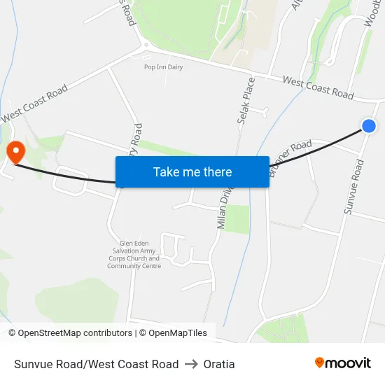 Sunvue Road/West Coast Road to Oratia map