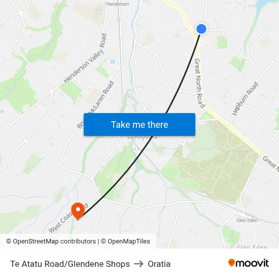 Te Atatu Road/Glendene Shops to Oratia map