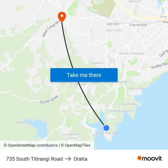 735 South Titirangi Road to Oratia map