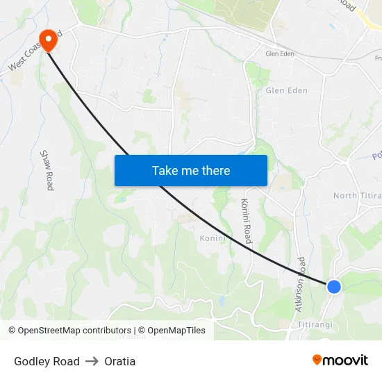 Godley Road to Oratia map