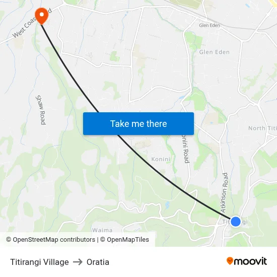 Titirangi Village to Oratia map