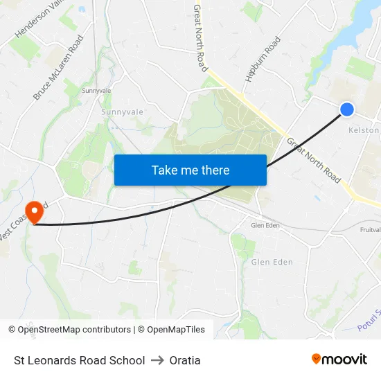 St Leonards Road School to Oratia map