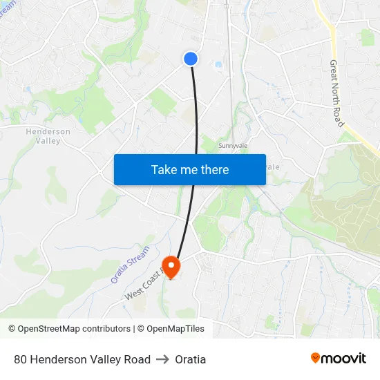 80 Henderson Valley Road to Oratia map