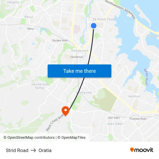 Strid Road to Oratia map