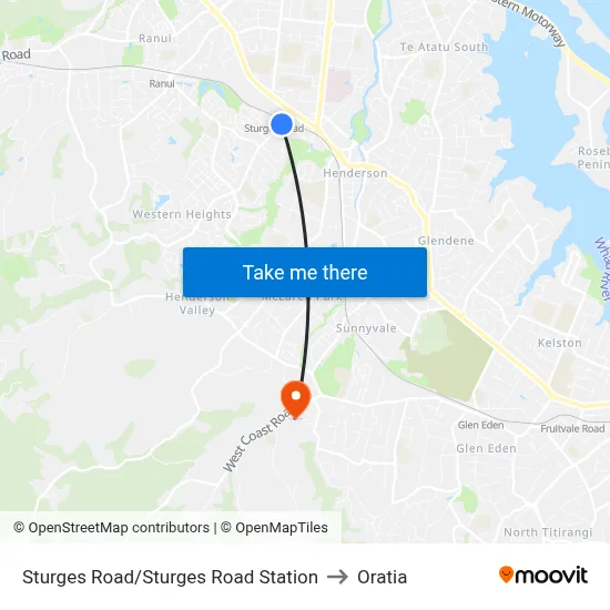 Sturges Road/Sturges Road Station to Oratia map