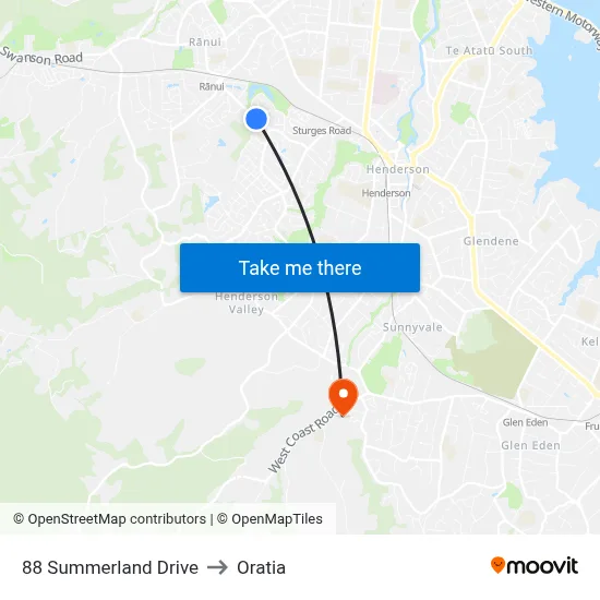 88 Summerland Drive to Oratia map
